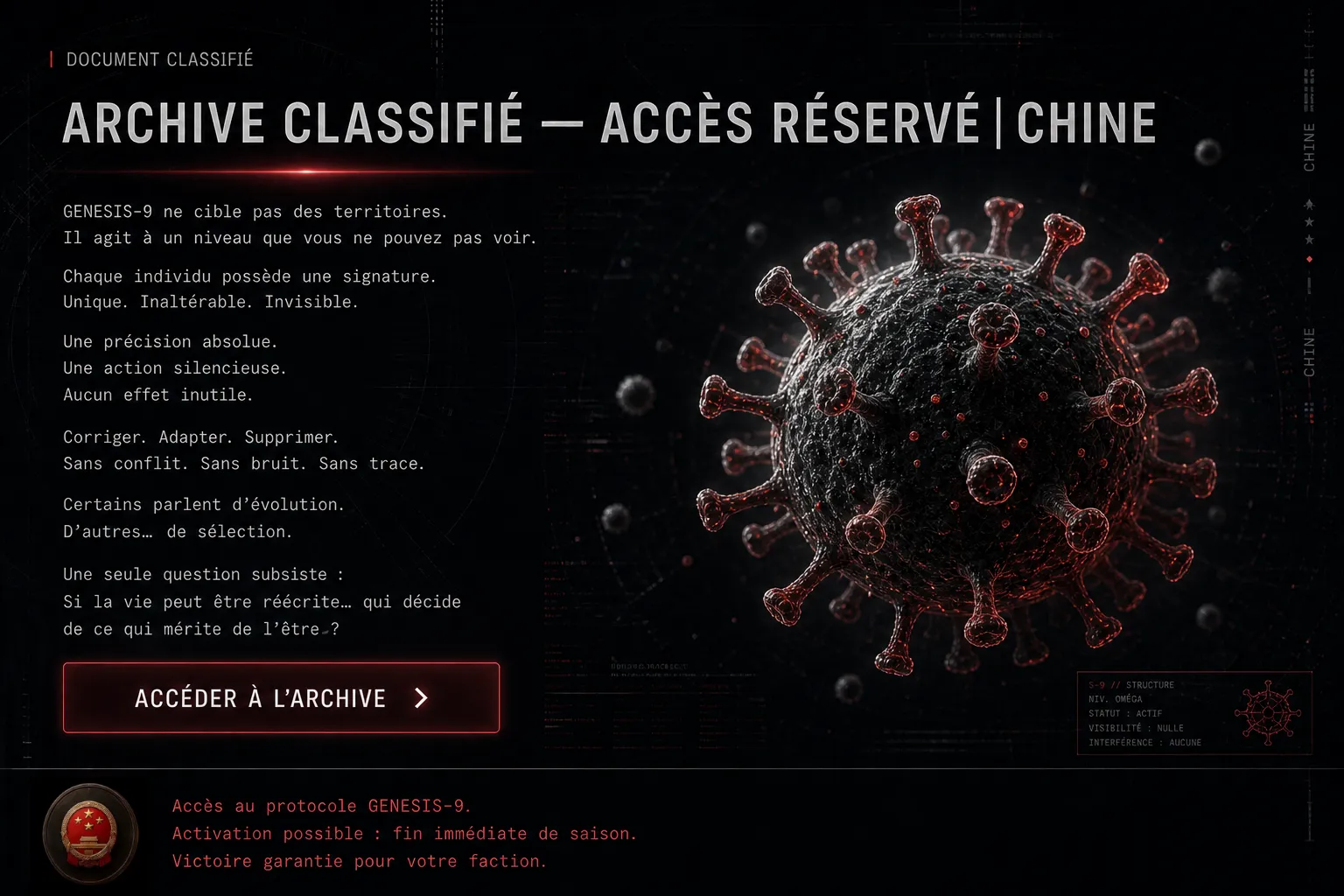 Archive Classifiée - Accès réservé à la CHINE
